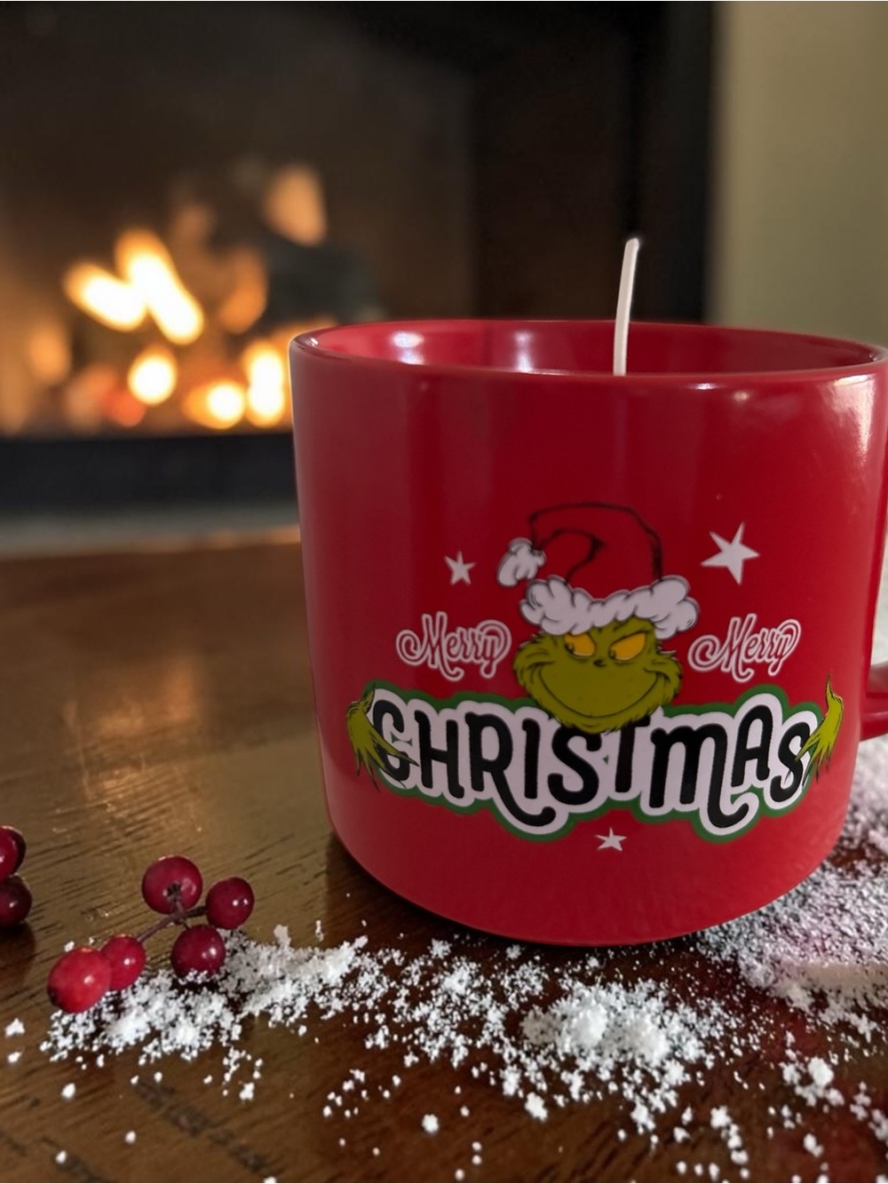 Red Grinch Christmas sugar cookie apricot soy wax candle 20oz